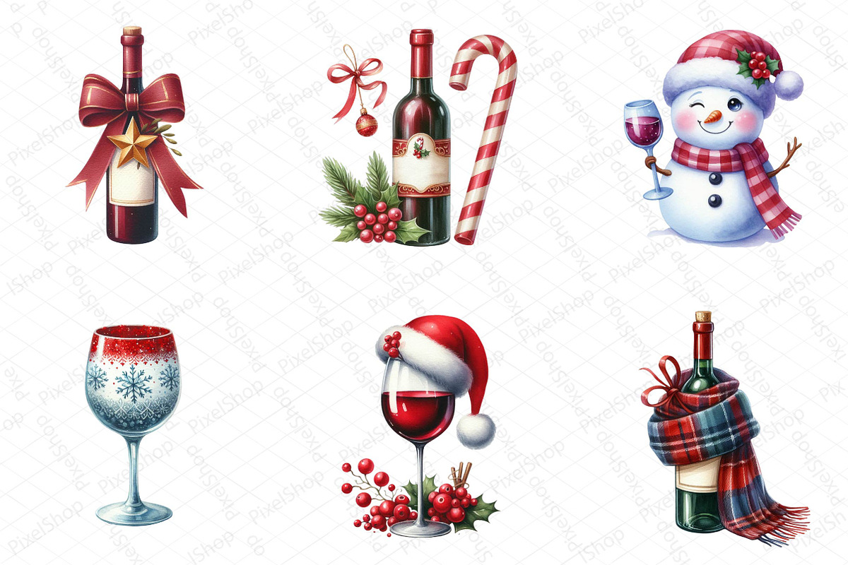 Christmas Red Wine Clipart, an Illustration by DreamPrint404 (Photo 2 of 5)