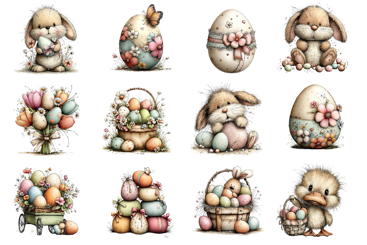 Whimsical Easter Clipart Bundle, an Illustration by Dream Creation (Photo 3 of 4)
