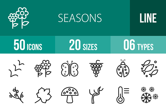 50 Seasons Line Icons