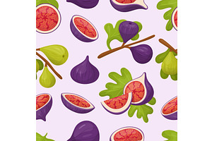 Fig seamless pattern. Fig fruits, a Food Illustration by Valerie Bodnar