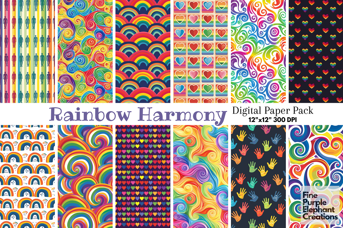 Rainbow Pride LGBTQ Gay Lesbian Love, a Pattern Graphic by Fine Purple Elephant (Photo 1 of 5)