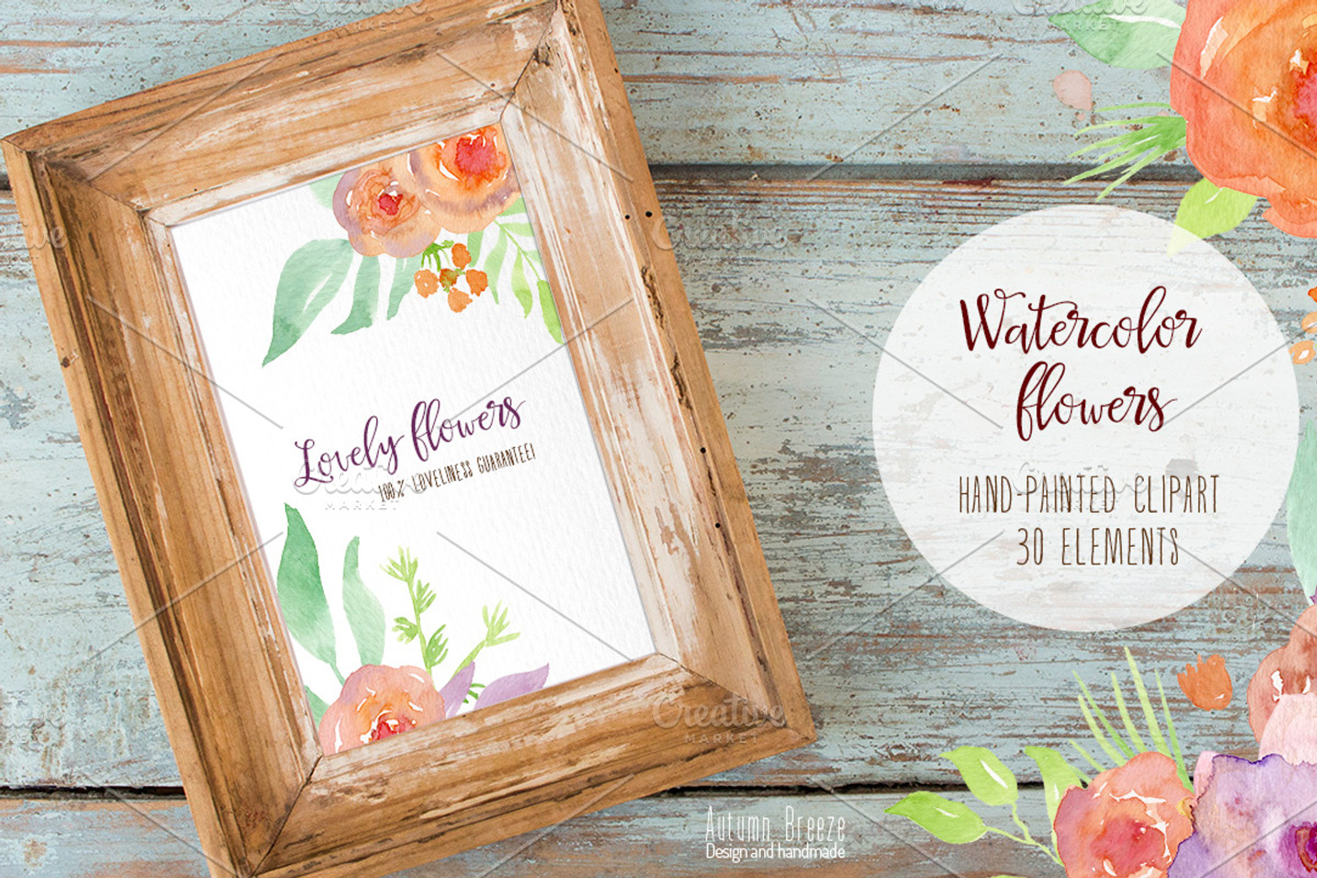 Watercolor flower clipart, a Decorative Illustration by Autumn Breeze (Photo 4 of 4)