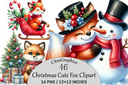 Christmas Cute Fox Clipart, a Seasonal Illustration by CitraGraphics (Thumbnail 1 of 6)
