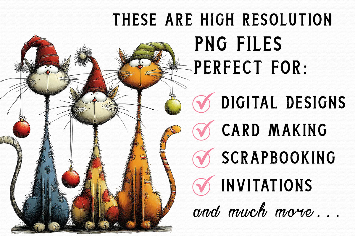 Quirky Christmas Cat Gang clipart, an Illustration by Libby Wishes (Photo 6 of 9)