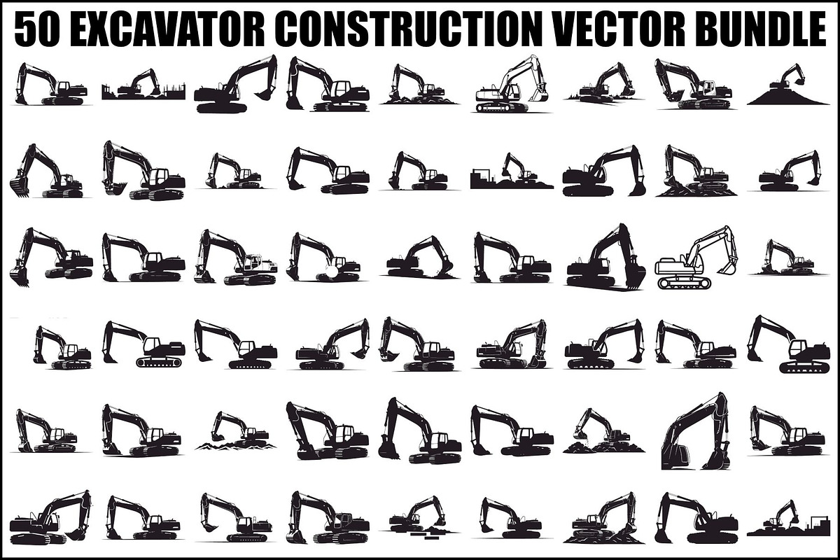 Excavator Construction Vector Bundle, an Illustration by Amazin_art (Photo 1 of 51)