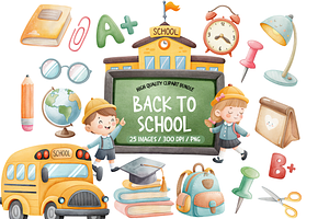 Back to School Clipart Bundle, an Illustration by TatiMockup