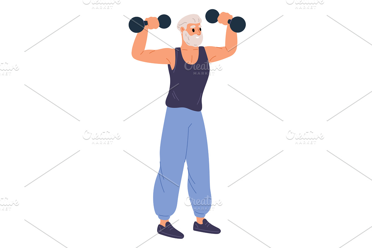 Strong, athletic elderly man lifting, a Sport Illustration by Vectorbuum
