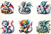 Watercolor Dragon Clipart, an Illustration by DreamCafeArt (Thumbnail 2 of 3)