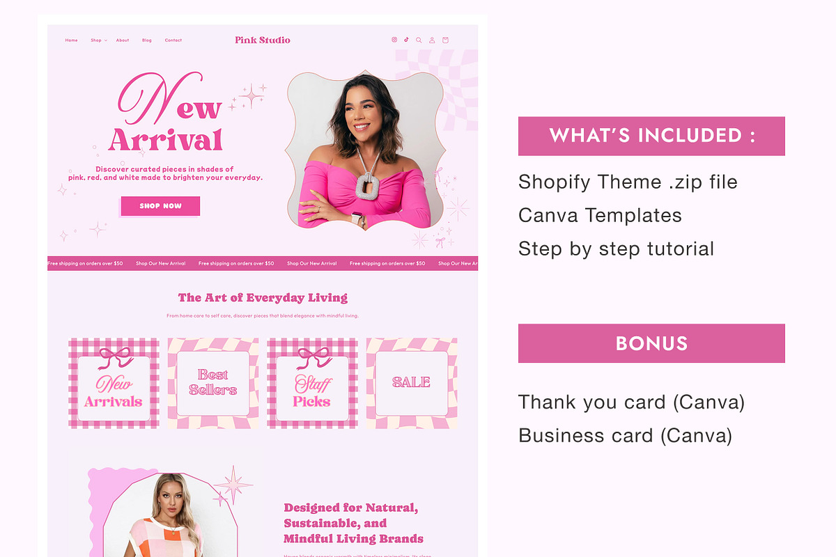 Pink Feminine Fashion Shopify Theme, a Shopify Template by Sky and Stars (Photo 4 of 6)