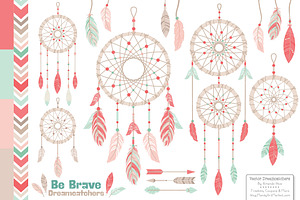 Mint & Coral Dreamcatcher Clipart, an Illustration by Amanda Ilkov