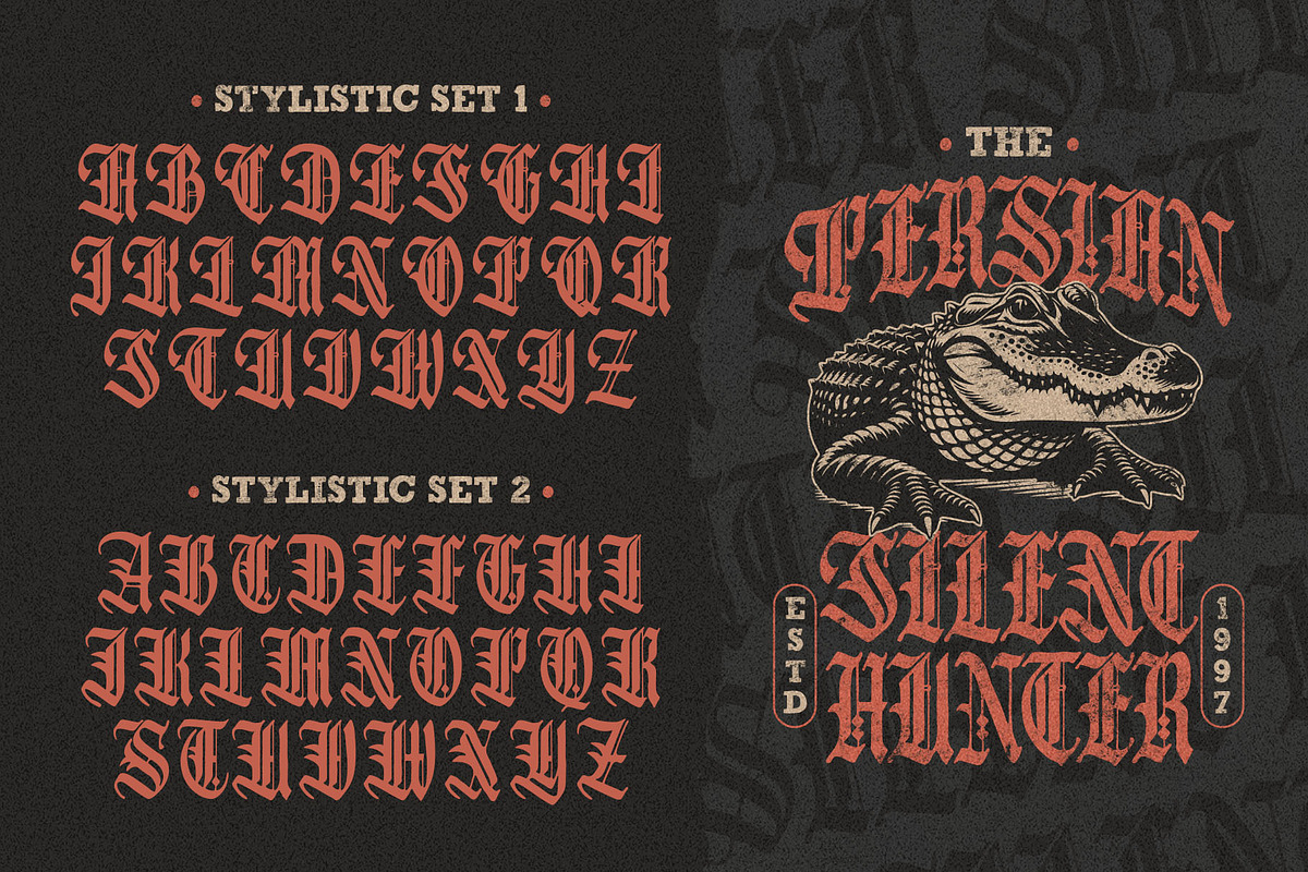 Master Rough Blackletter Typeface, a Blackletter Font by alit design (Photo 6 of 17)