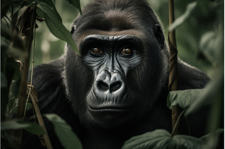 Gorilla leaves animal portrait, an Animal Photo by Ylivdesign
