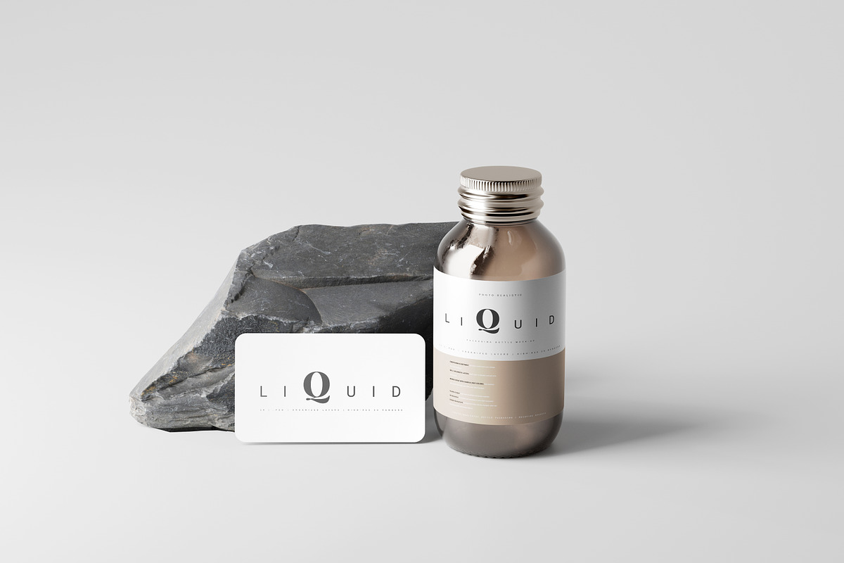 Amber Glass Medicine Bottle Mockup, a Cups & Container Mockup by pmvch (Photo 4 of 10)