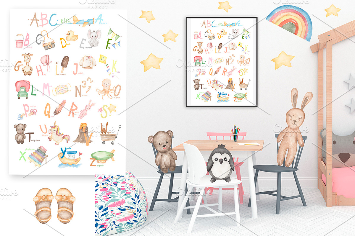 Watercolor Kids Toys & Clothes, an Object Illustration by MayaNavits (Photo 2 of 17)