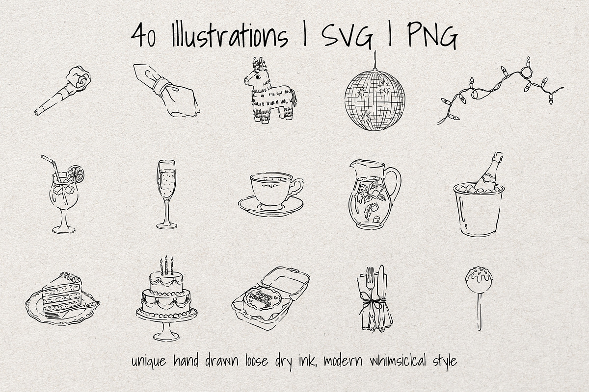 Birthday | Whimsical Sketch Bundle, a Decorative Illustration by Artalia (Photo 2 of 5)