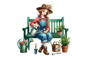 Gardening Girl Sublimation Bundle, an Illustration by Designking (Thumbnail 3 of 4)