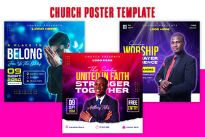 Professional Church Poster Template, a Social Media Template by Triple M Graphics