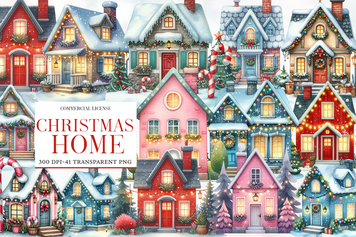 Christmas Home Clipart Bundle, an Illustration by Designworld (Photo 1 of 6)