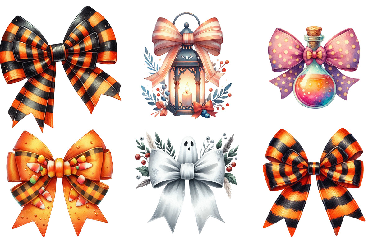 Halloween Coquette Bow Clipart, an Illustration by DreamArtGraphic (Photo 3 of 5)