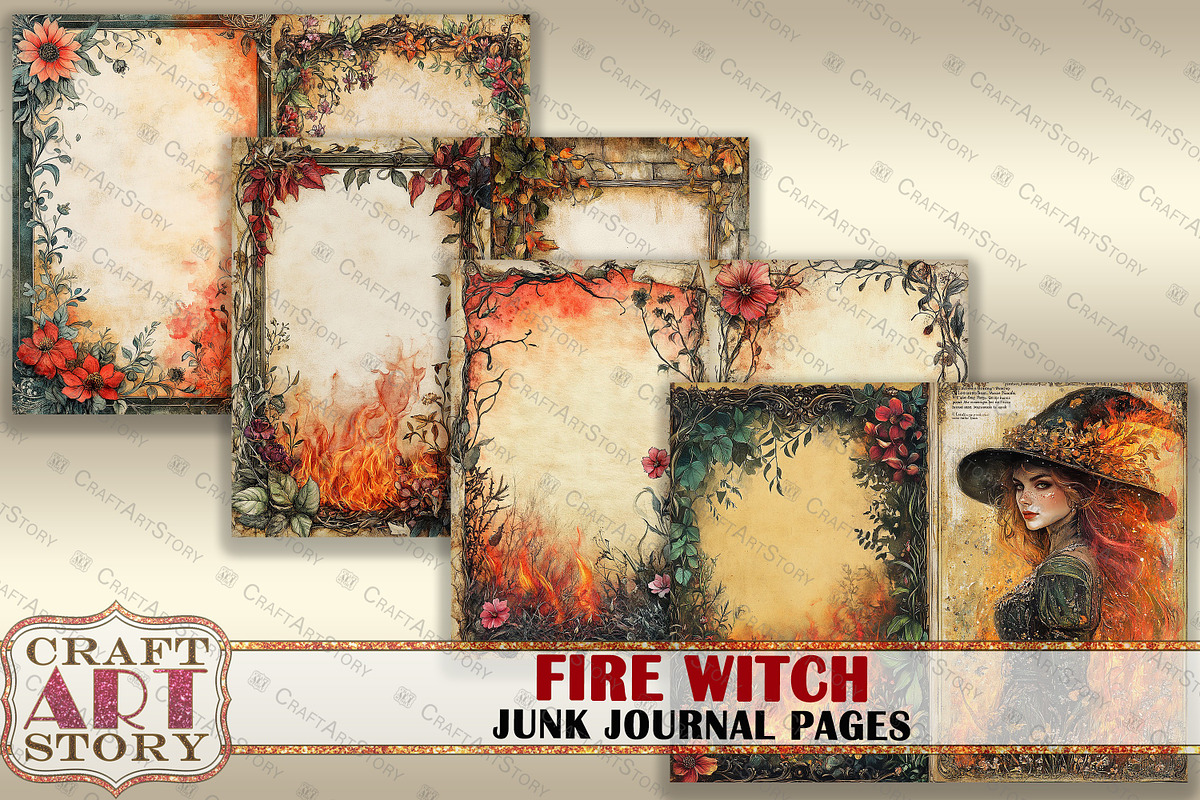 Fire witch Junk Journal Pages