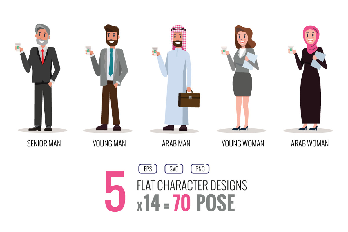 5 Flat Character 70 pose, a Finance Illustration by Foxyard studio (Photo 1 of 6)
