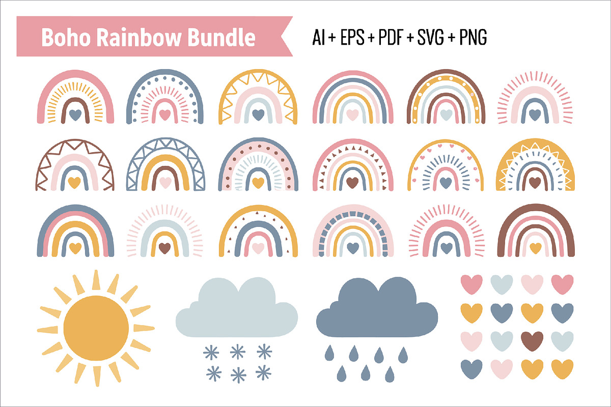 Creative Boho Rainbow Bundle Design, an Illustration by Amazin_art