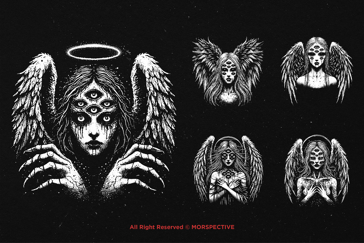 10 Bundle Dark Art Angel Eyes Women, an Illustration by Morspective (Photo 3 of 7)