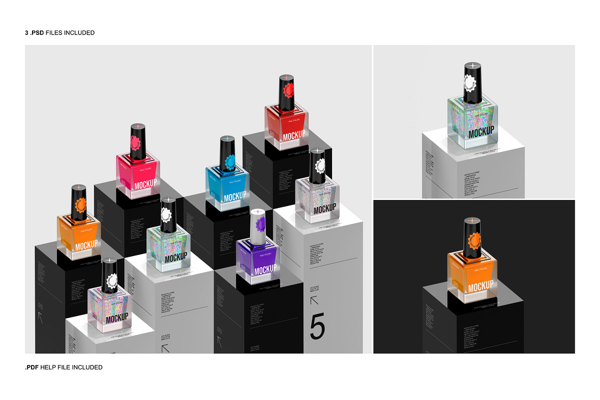 Nail Polish Mockup Set, a Cups & Container Mockup by Renderteam (Photo 2 of 8)