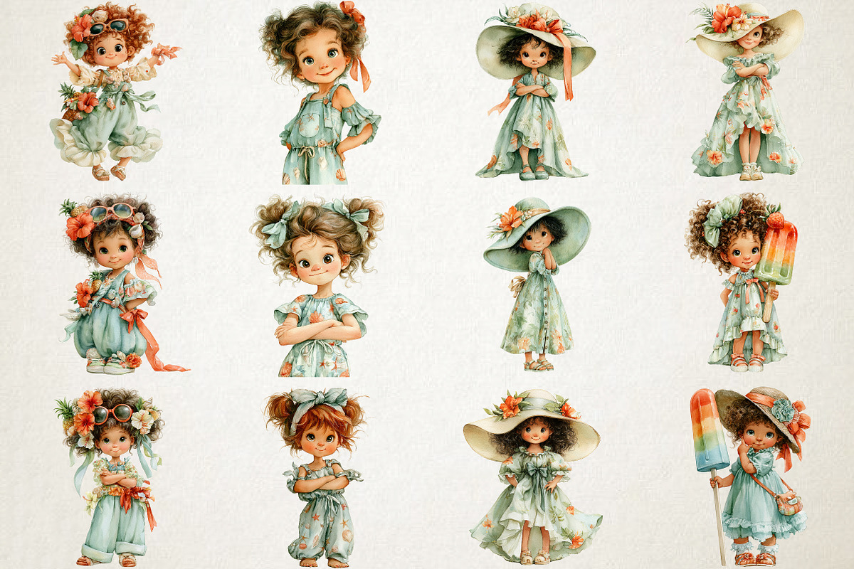 Cute Summer Girl PNG Clipart, a Seasonal Illustration by RobertsArt (Photo 3 of 7)