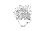 Floral Teacup Line Art Bundle, an Illustration by Gfx_Store (Thumbnail 13 of 51)