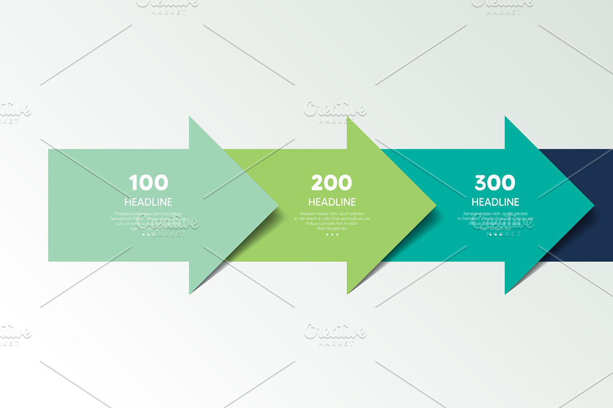 Four step arrow template, an Object Graphic by VectorAN