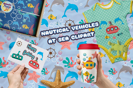 Nautical Vehicles At Sea Clipart