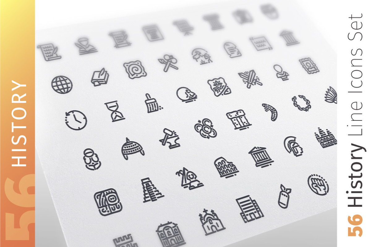 History Line Icons Set, an Outline Icon by Voysla's Shop (Photo 1 of 4)