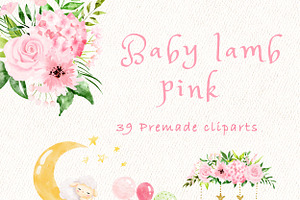 Baby Lamb Pink Nursery Clipart