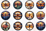 Dragonfly Stained Glass Clipart, an Illustration by RobertsArt (Thumbnail 7 of 7)