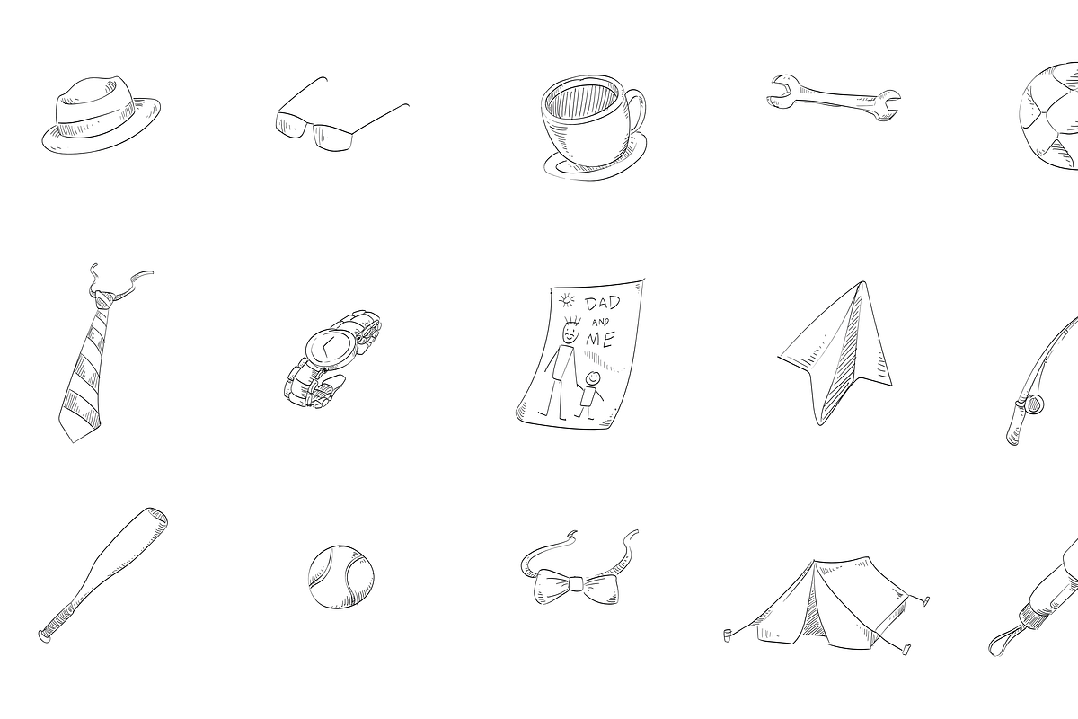 fathers day handdrawn collection, an Object Graphic by nikagraphic