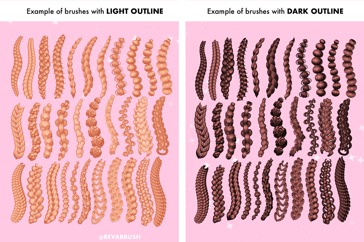 Procreate Hair Anime Outline brushes, a Brush Add-On by Revabrush (Photo 6 of 9)