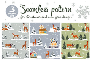 Seamless pattern with deer