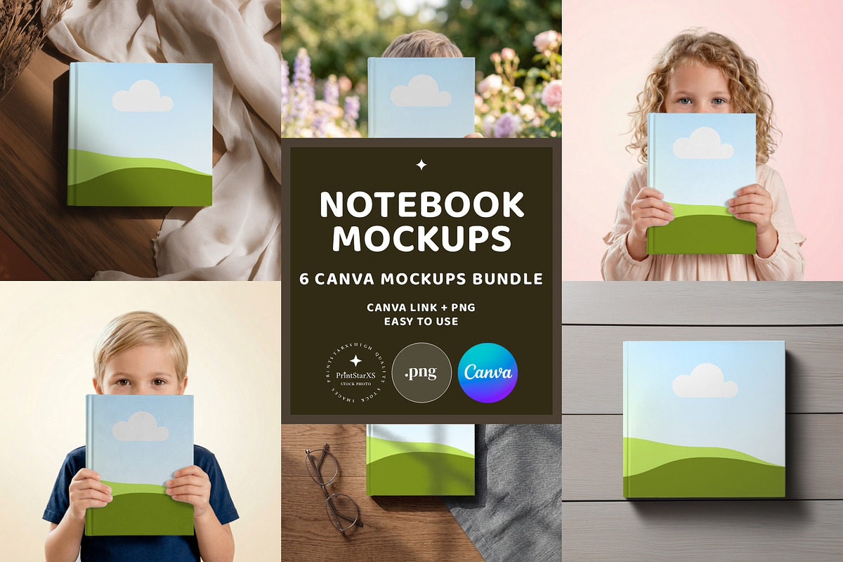 KDP Journal Book Canva Mockup Bundle, a Books & Magazine Mockup by PrintStarXS (Photo 1 of 7)
