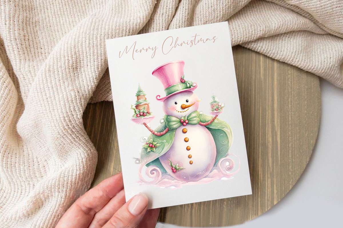 Pastel snowman watercolour clipart, a Decorative Illustration by Hello My Print (Photo 5 of 10)