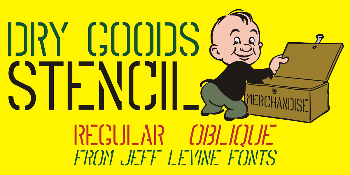 Dry Goods Stencil JNL, a Sans Serif Font by Jeff Levine Fonts