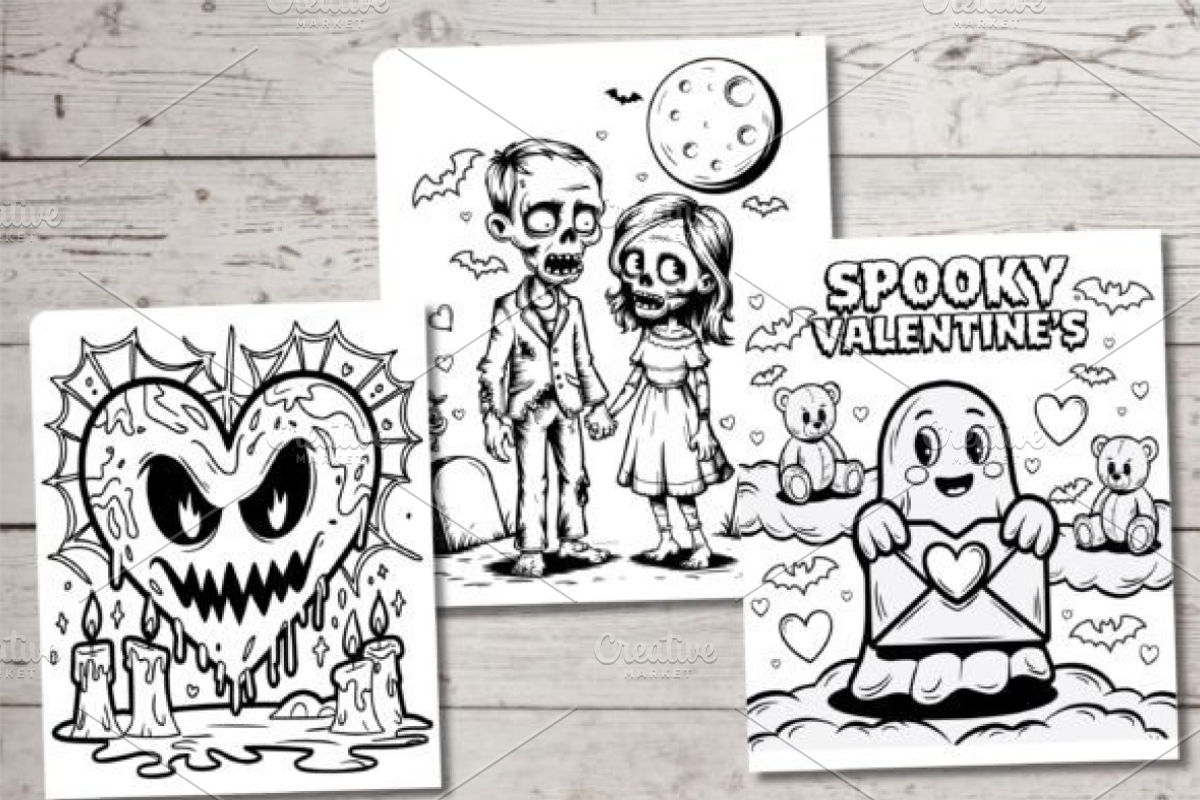 Spooky Valentine’s Day Coloring Page, a Seasonal Illustration by Ink Gallery (Photo 7 of 8)