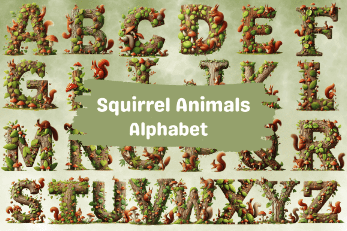 Squirrel Animals Alphabet Clipart, a Decorative Illustration by Dizzy Art Studio (Photo 1 of 2)