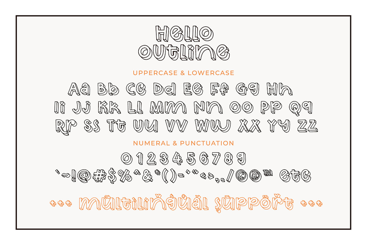 Hello Outline - Cute Outline 3D Font, a Handwritten Font by Airotype (Photo 8 of 9)