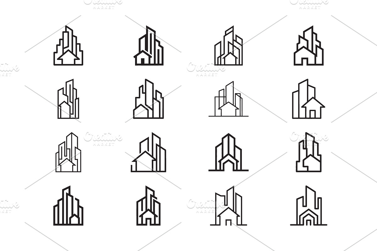 Minimalist Building Icons, an Object Illustration by Vectorium Studio (Photo 1 of 3)