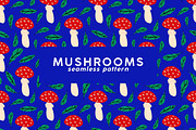 Hand Drawn Pattern with Mushrooms, a Pattern Graphic by Art's and patterns (Thumbnail 1 of 3)