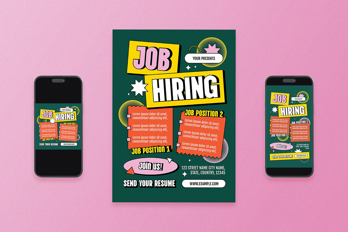 Green Neo Brutalism Job Hiring Flyer, a Flyer Template by Aiyari Graphic (Photo 1 of 3)