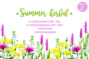 Watercolor summer herbal