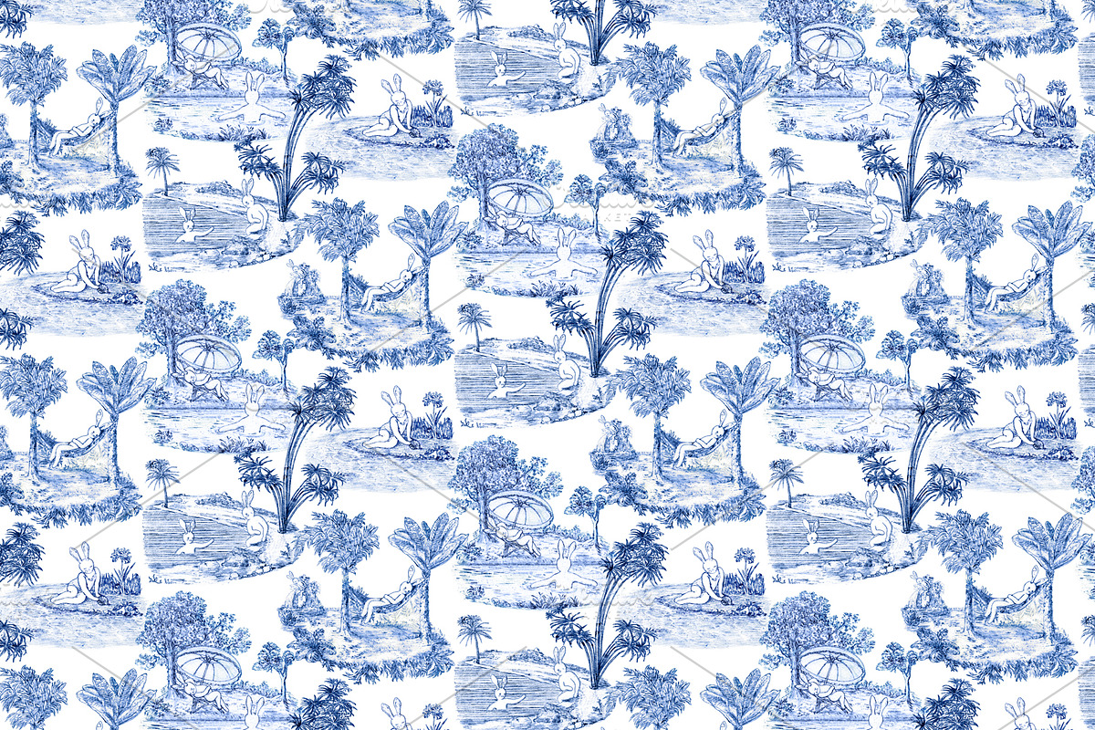 Toile de Jouy - Vacation Bunnies, a Pattern Graphic by YvY (Photo 4 of 5)