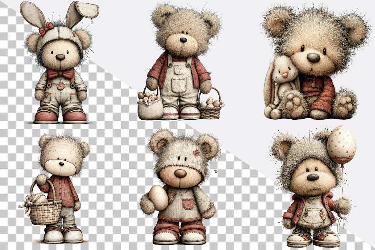 Whimsical Easter Teddy Bear Clipart, an Illustration by SVGArt (Photo 2 of 6)